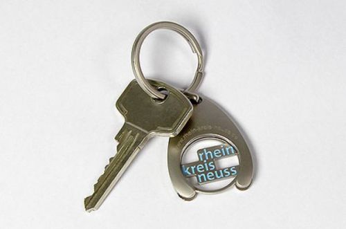 Schlüsselanhänger mit Einkaufschip mit dem Schriftzug "rhein-kreis neuss" 